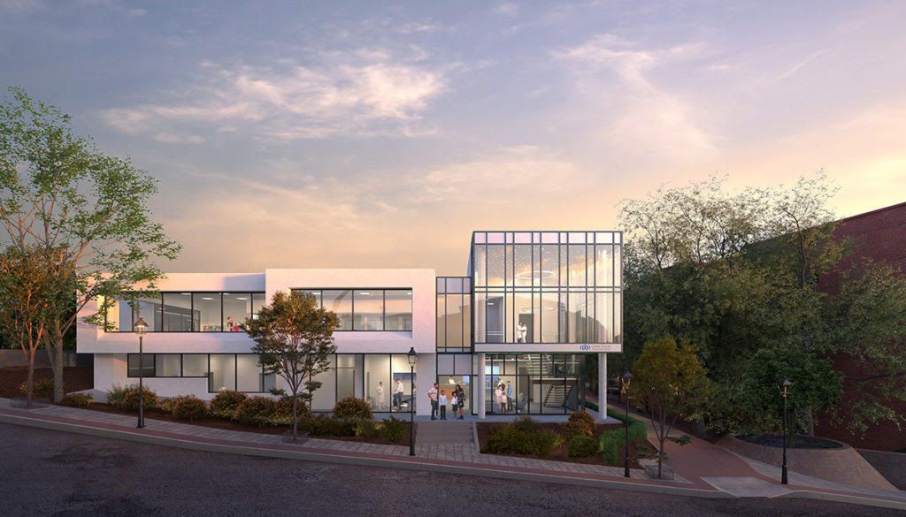 An artist 's impression of a building with a lot of windows