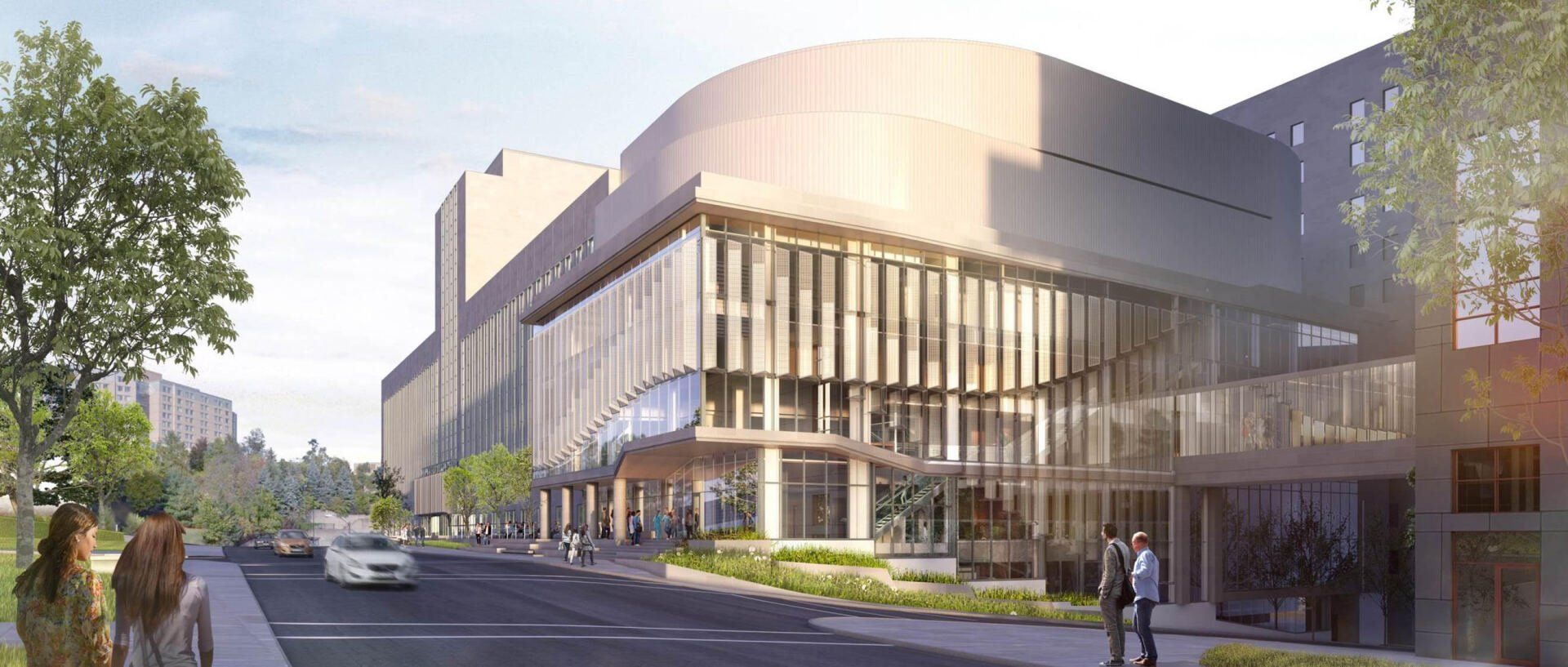 An artist 's impression of a large building with a lot of windows