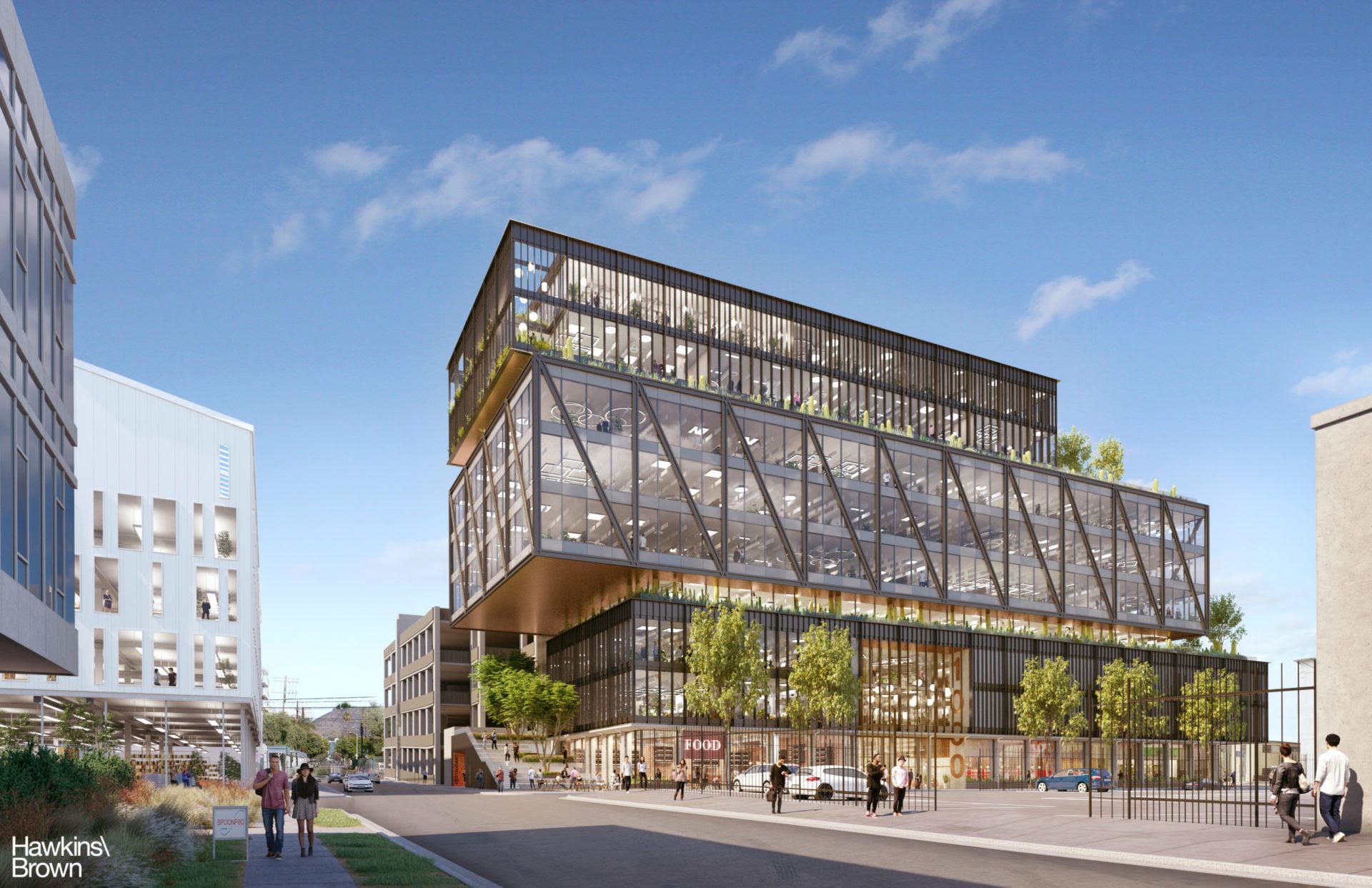 An artist 's impression of a large building with a lot of windows.