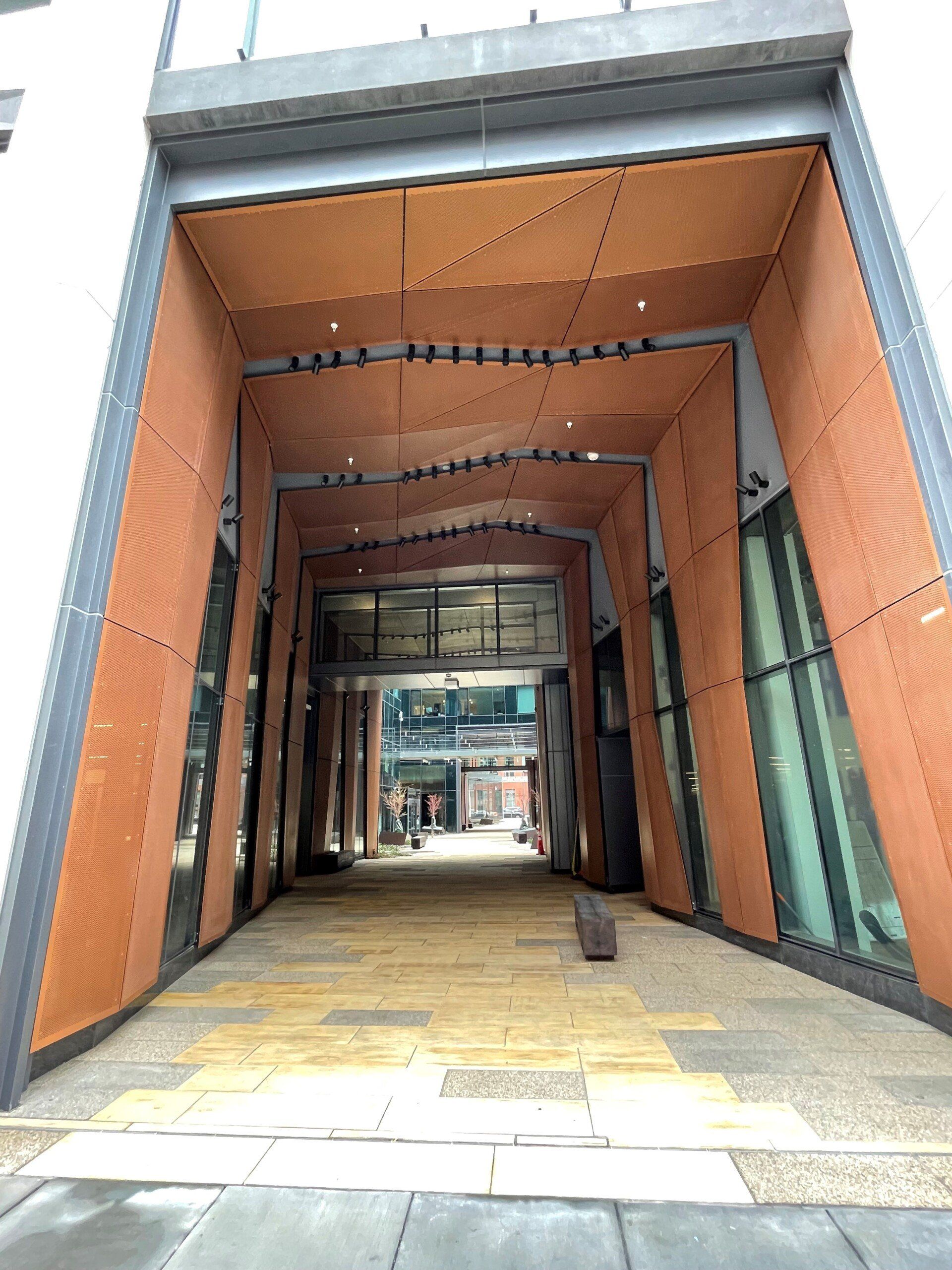 A building with a large archway going through it