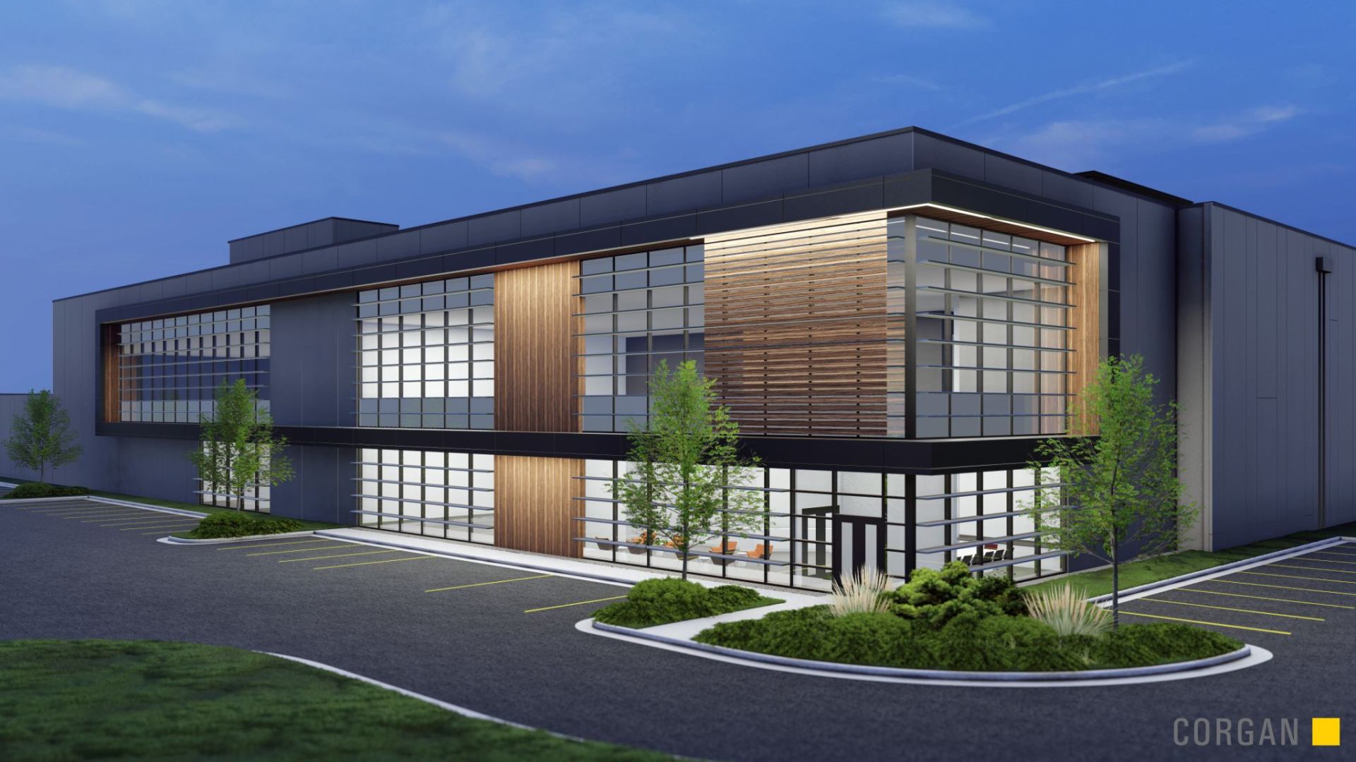 An artist 's impression of a large building with a lot of windows.