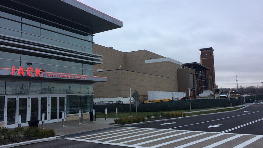 A large building with the word hack on it