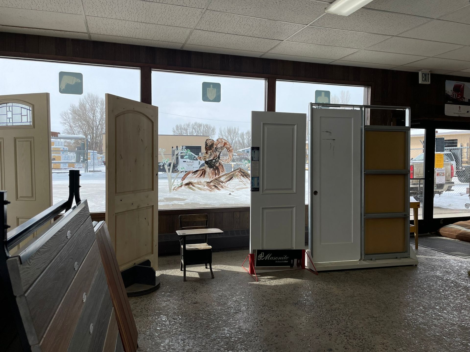 display of doors in showroom