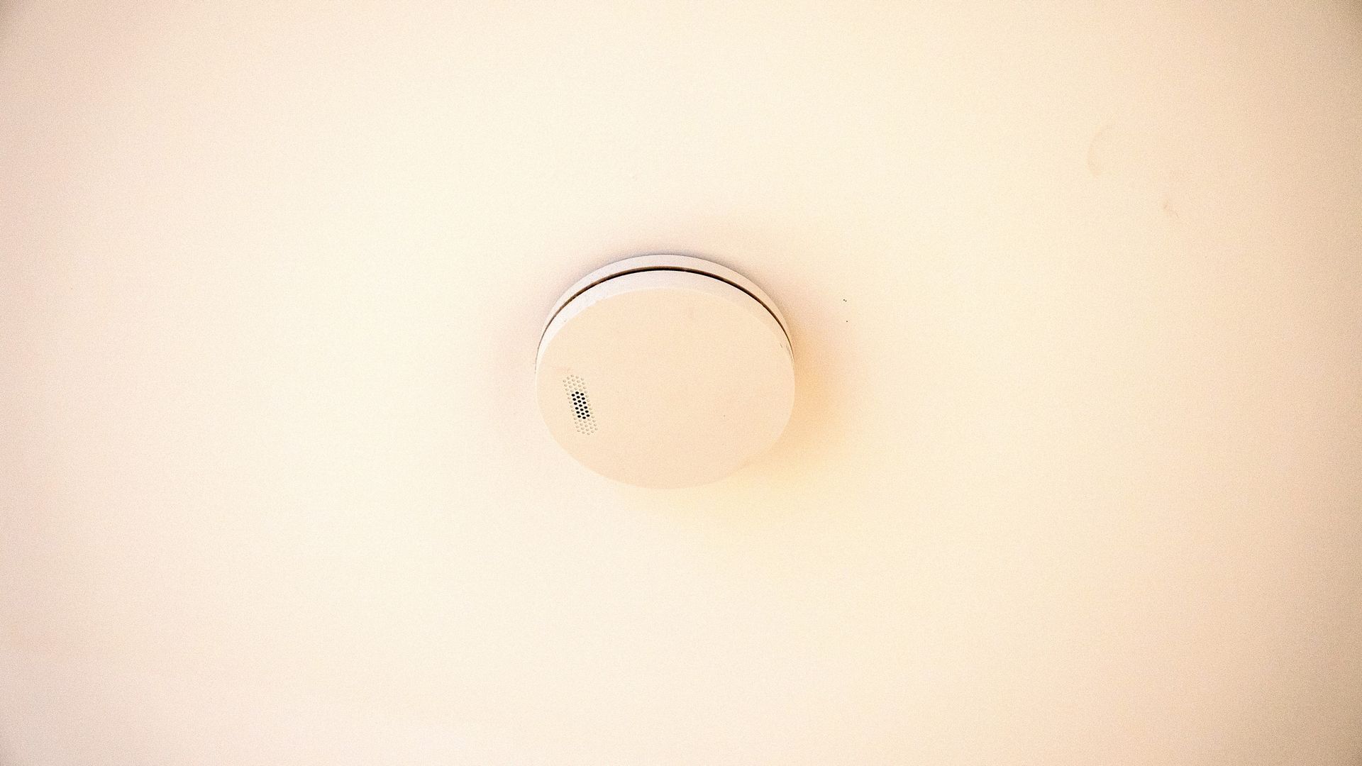 Ceiling-Mounted Smoke Detector on A White Ceiling, Viewed from Below — Ralph Ottmann Electrical in Pomona, QLD