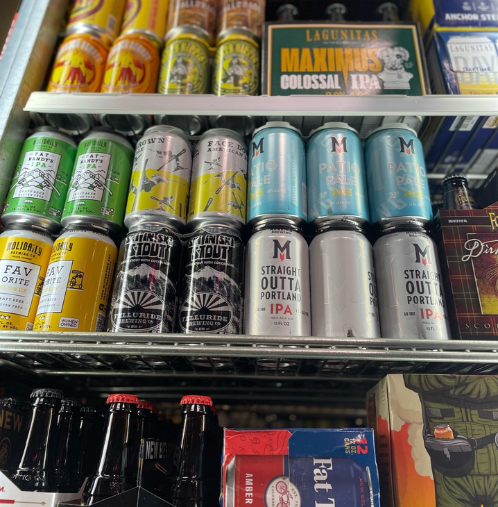beer in cooler in liquor store