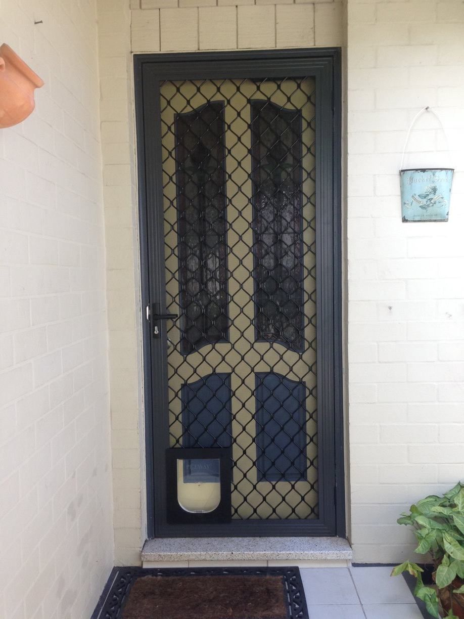 Security Door with Pet Door | Newcastle, NSW | J Rayner Pty Ltd