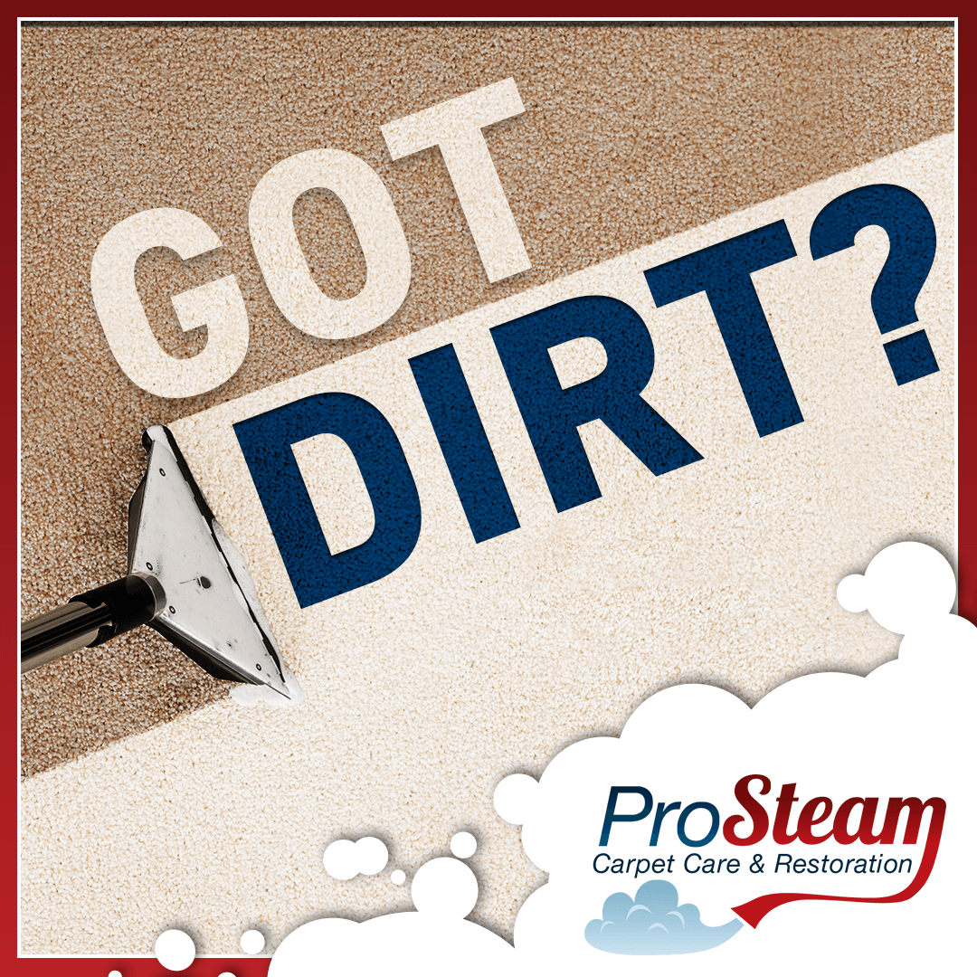 A picture of a carpet with the words got dirt written on it