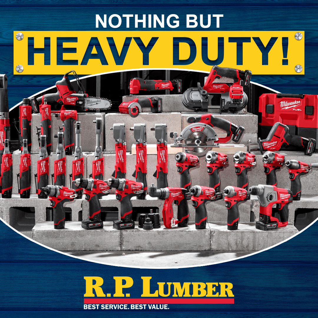 An advertisement for r.p. lumber says nothing but heavy duty