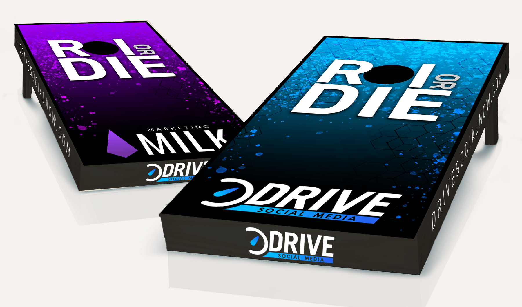 A blue and purple box with the word drive on it