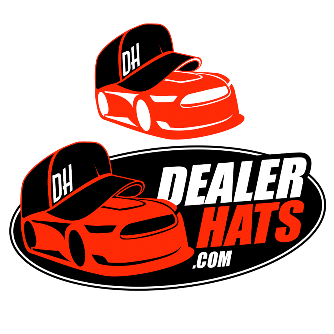 A logo for a company called dealer hats