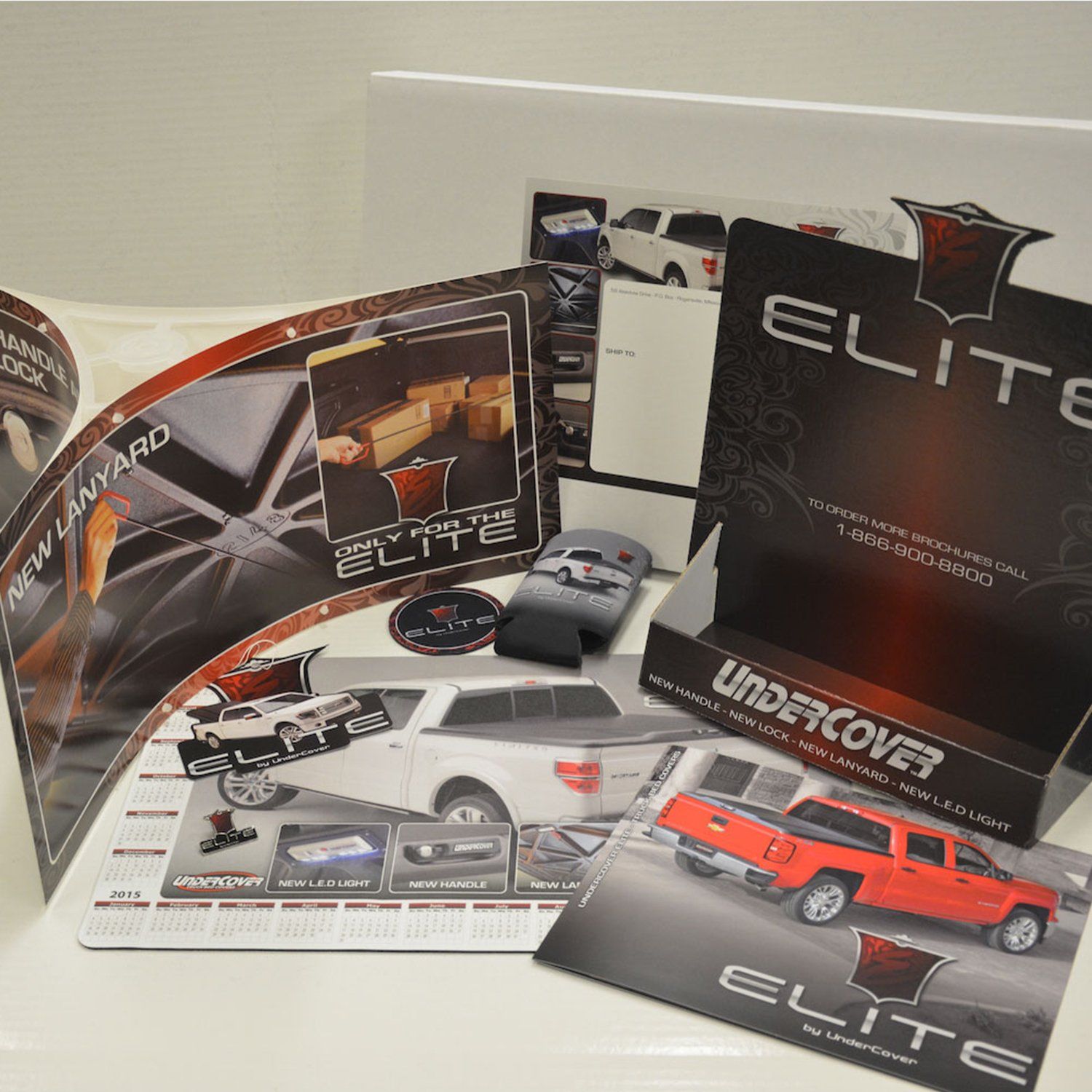 A collection of brochures including one that says elite undercover