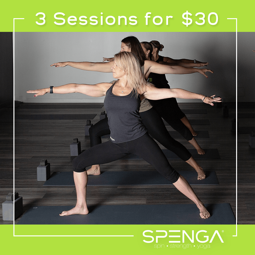 A group of women are doing yoga together for $ 30
