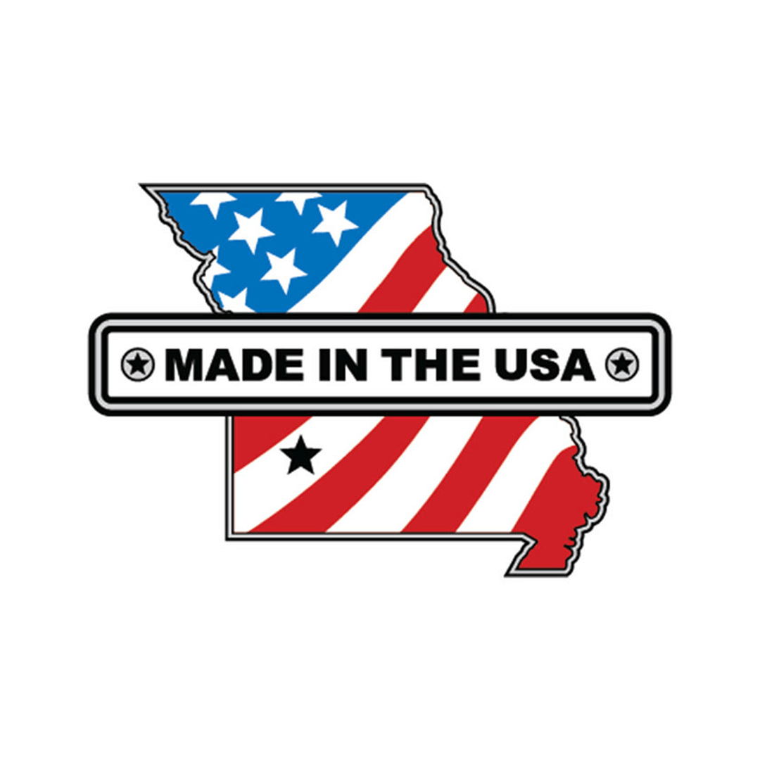 A sticker that says made in the usa on it