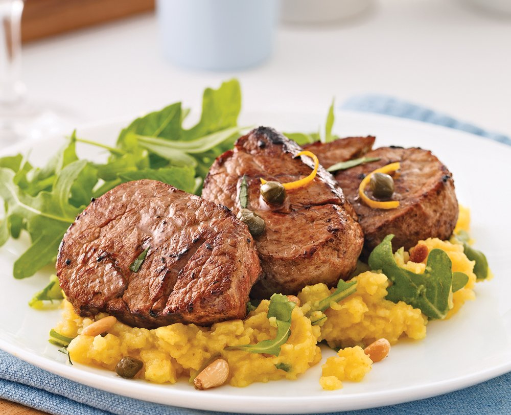 plat de piccatas de veau avec risotto