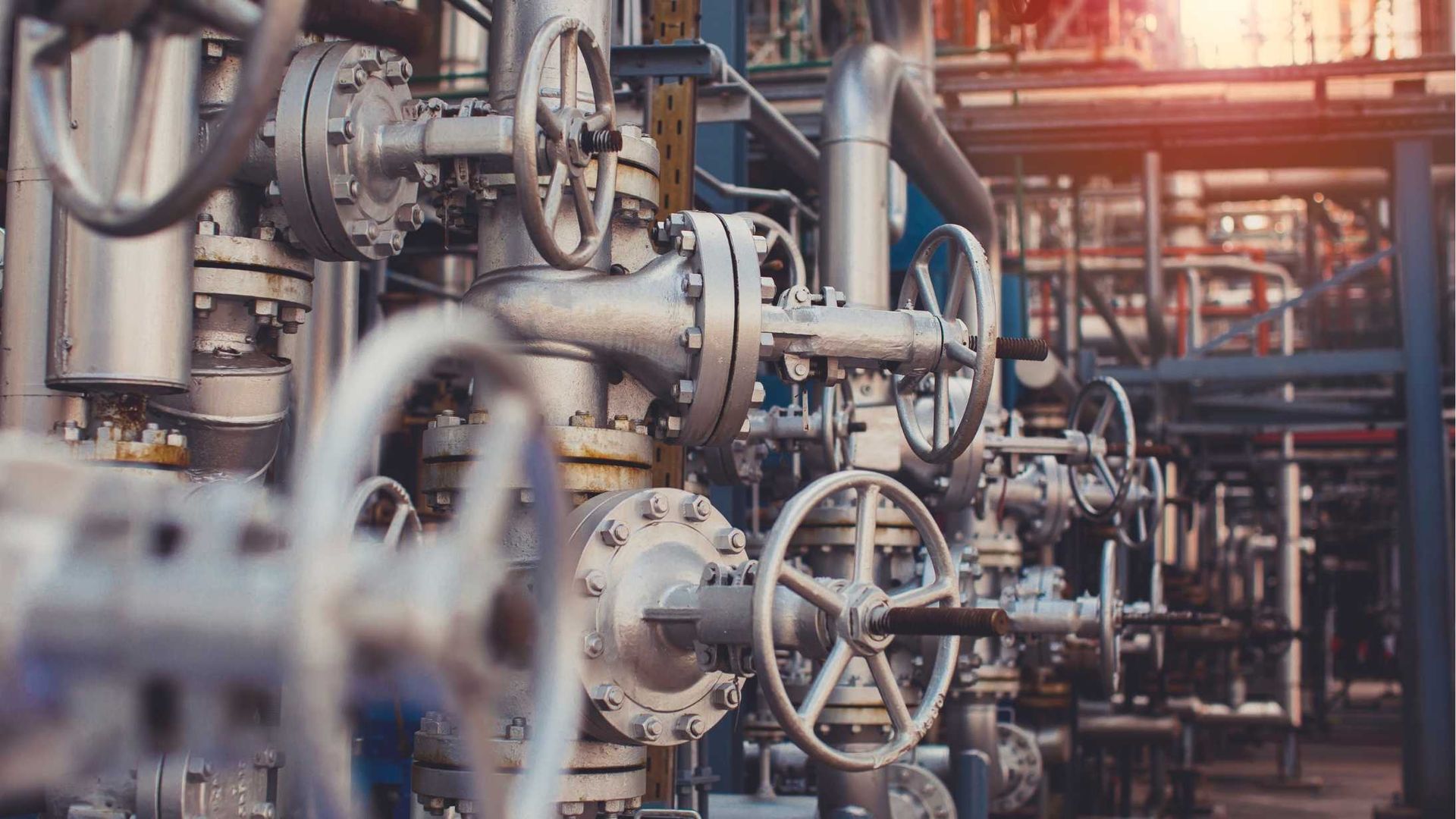 There are a lot of valves and pipes in this factory.