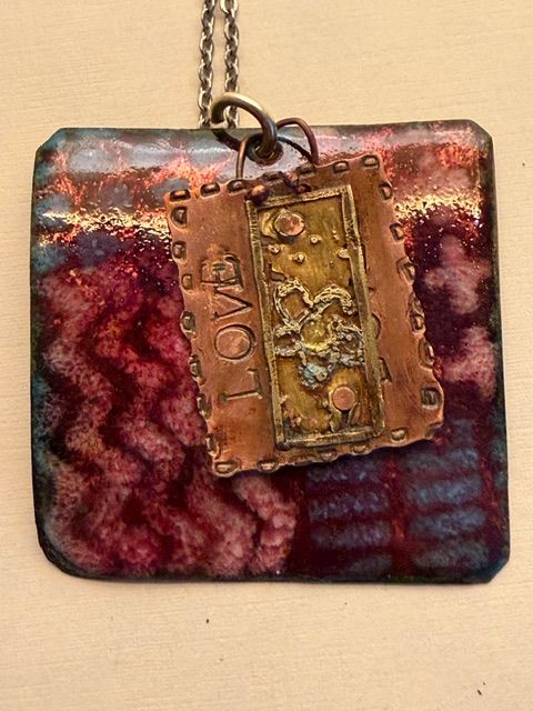 Riveted Love Baked Enamel Necklace by Lori Kidd