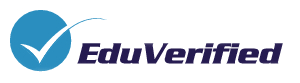 A logo for edu verified with a blue check mark
