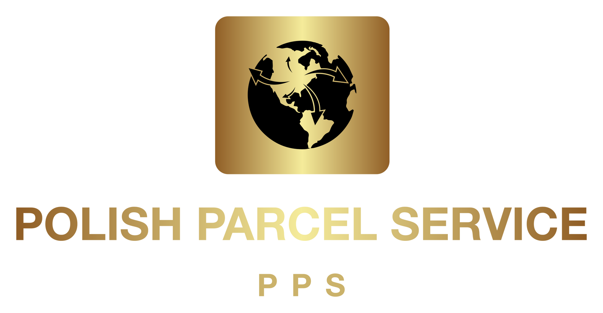 Logo Polskiej Usługi Paczowej: kula ziemska w złotym kwadracie, napisy „POLISH PARCEL SERVICE” i „PPS”.