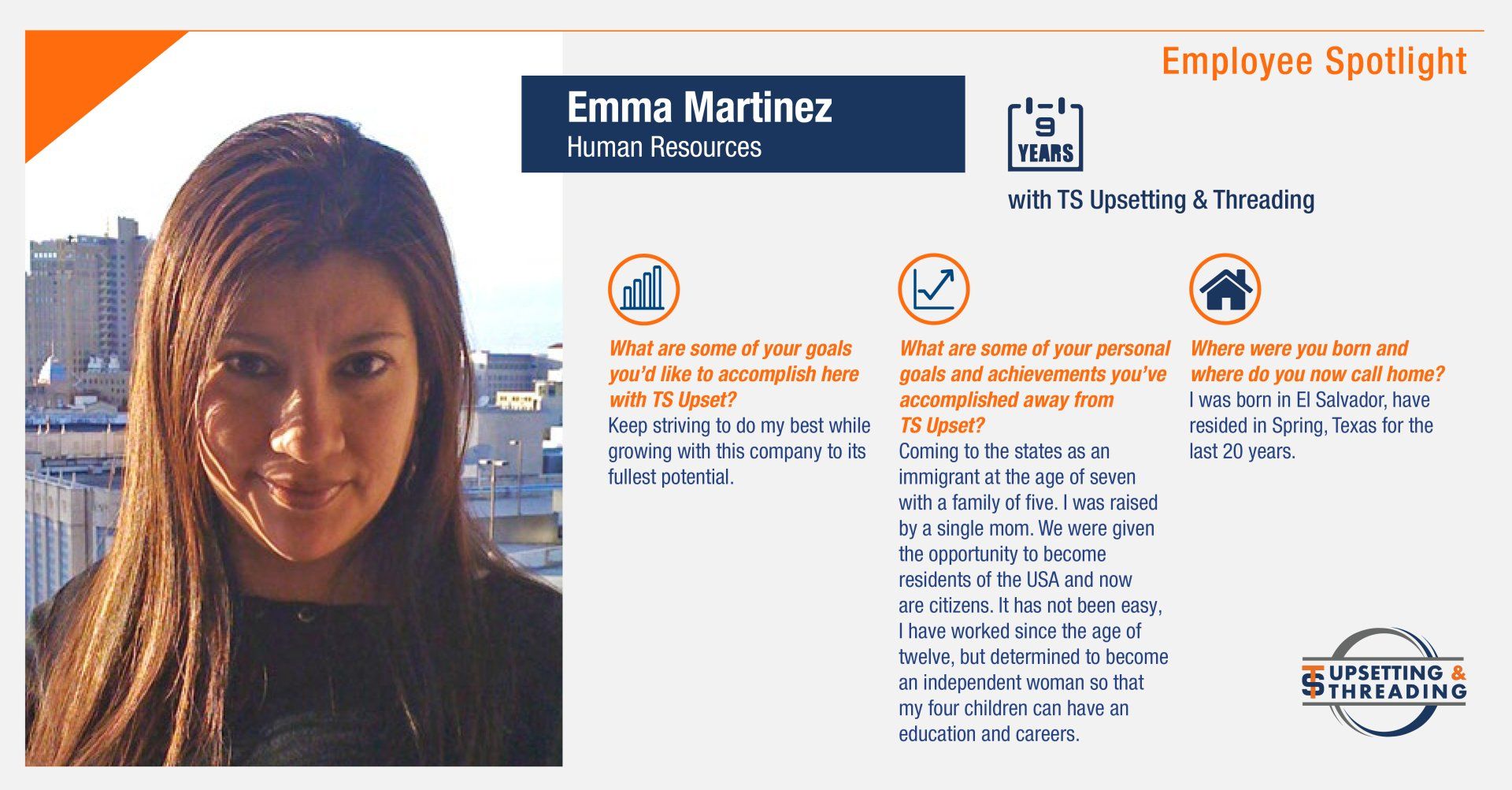 Emma Martinez, Human Resources at TS Upsetting and Threading