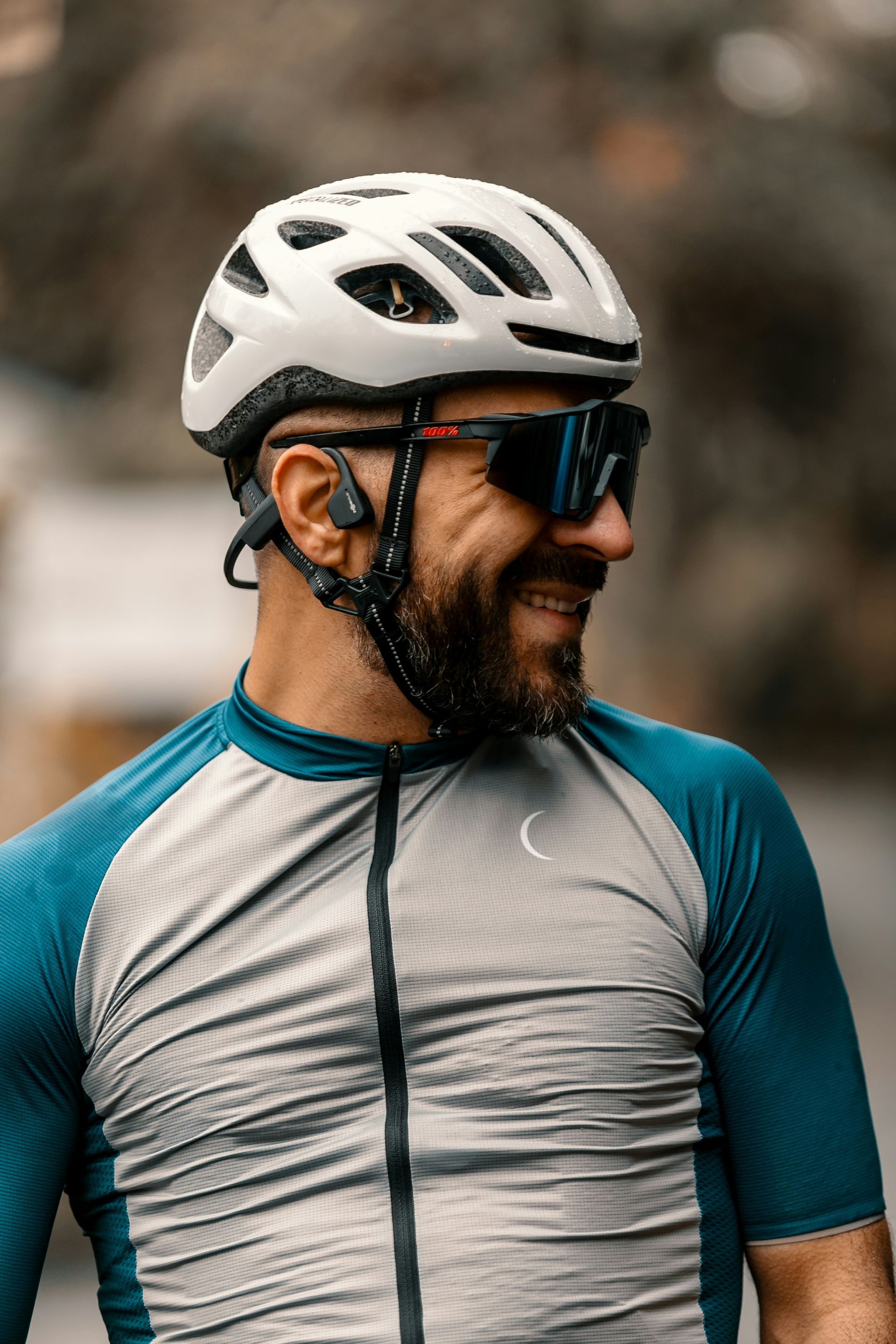 Cyclist Wearing Helmet and Sunglasses — EyeMax EyeCare in Lake Macquarie, NSW