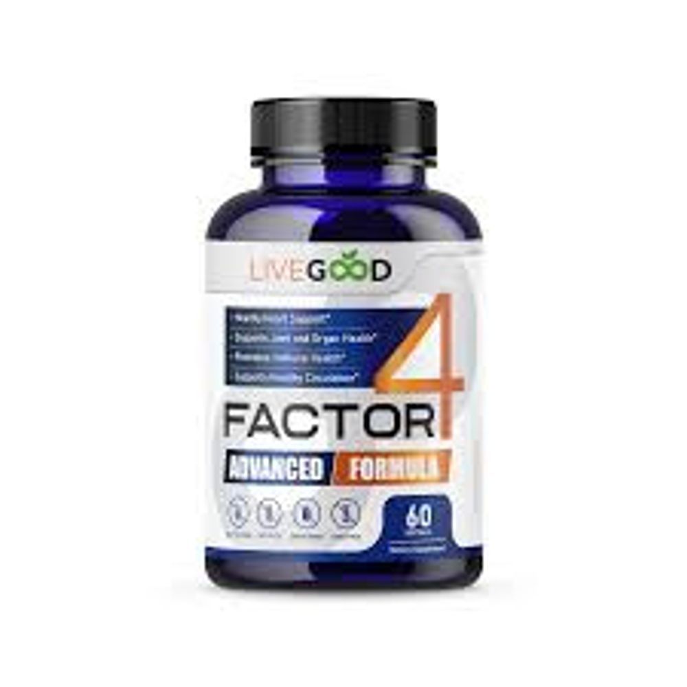 A bottle of livegood 4 factor advanced formula 60 capsules.