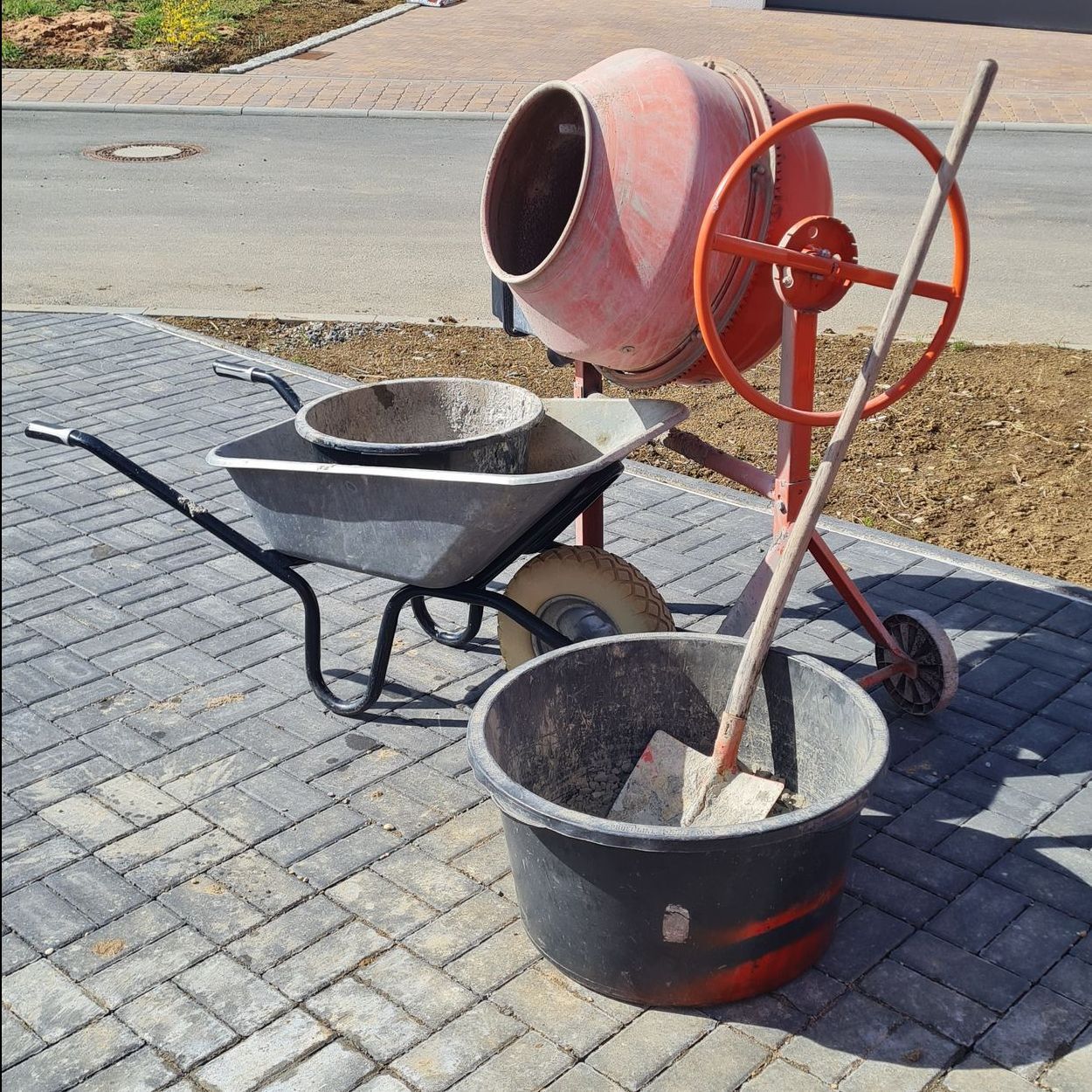 Betonmischer, Schubkarren, Wanne, Beton, Dumper