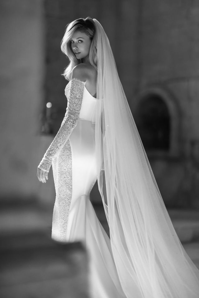 eva lendel wedding dresses Eva Lendel Este Wedding Dress – Basque Waist Mikado Ball Gown with Strapless Scoop Neckline – Size 10 – Luxe Redux Bridal