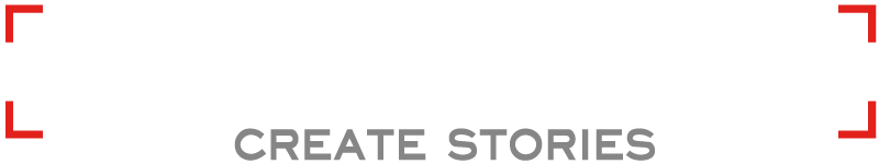 a white banner with the words `` create stories '' in a red frame .