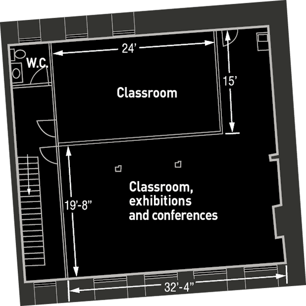 a black and white floor plan of a classroom