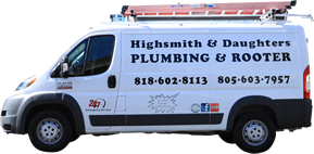 a white van for highsmith & daughters plumbing & rooter