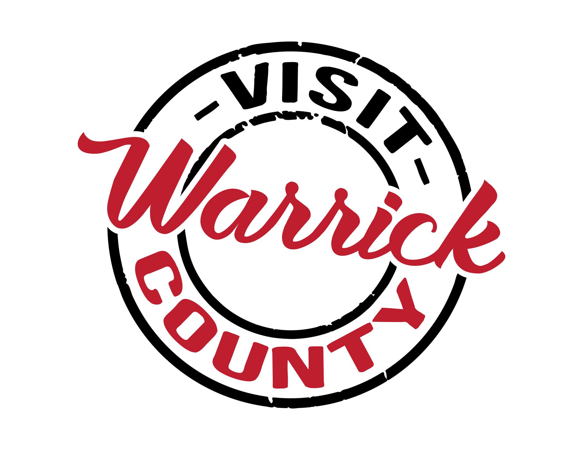 the logo for warwick county is red and black