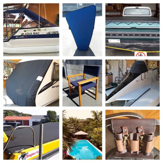 Leather tool belts, boat covers, clear screens, covers, shade,  ute covers