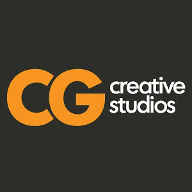Cg creative studios logo on a black background