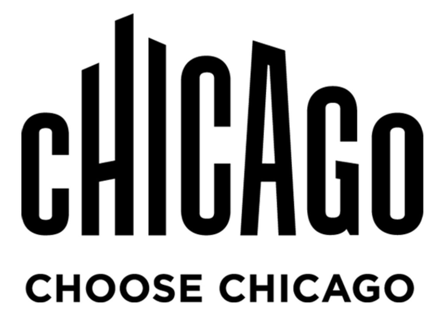 The logo for chicago choose chicago is black and white.