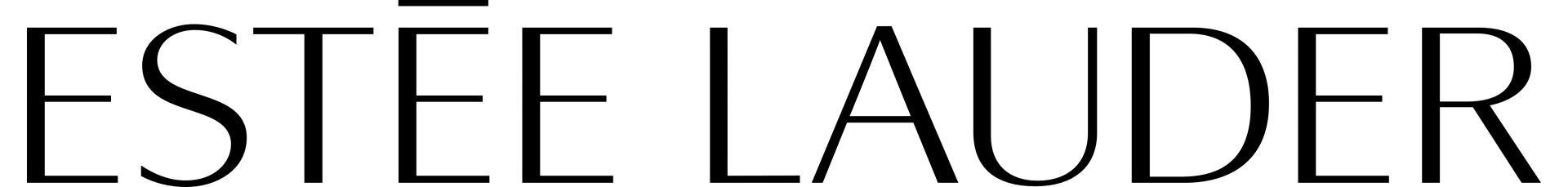 A black and white logo for estee lauder on a white background