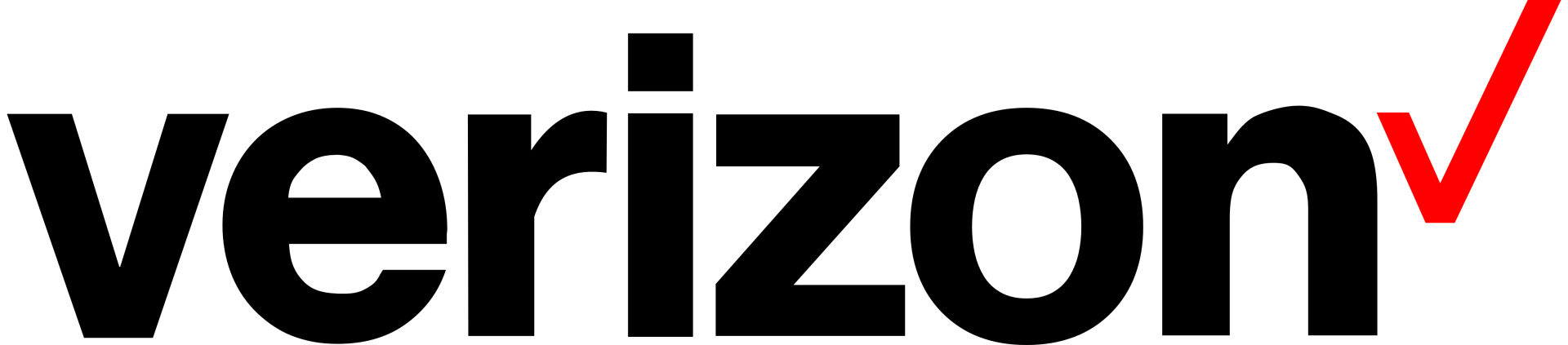 A black and red verizon logo on a white background