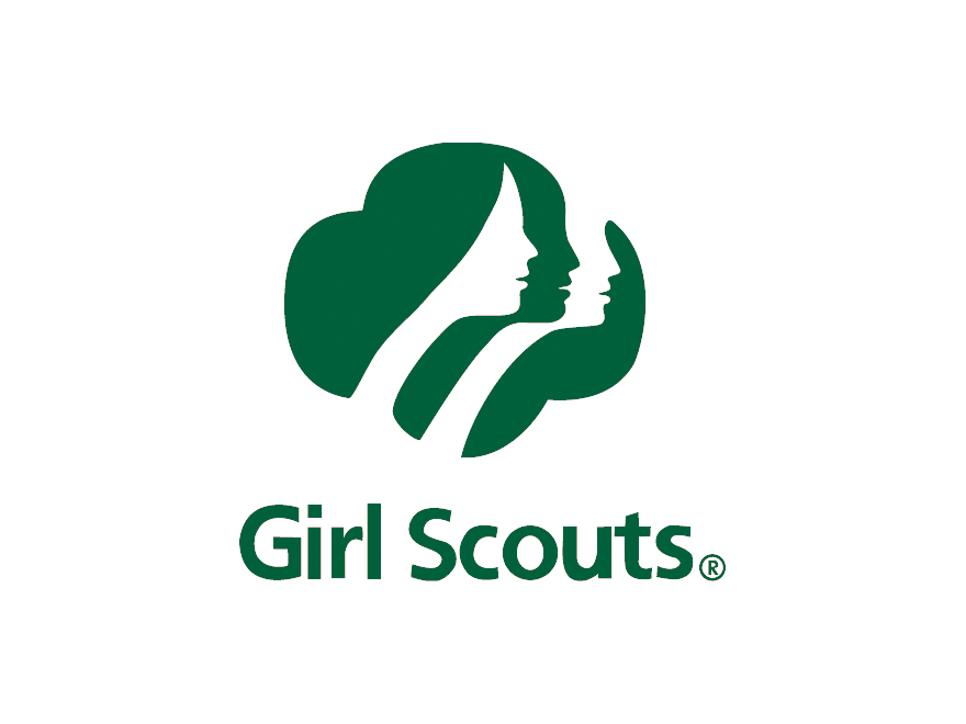 The girl scouts logo is a green cloud with two women 's faces inside of it.
