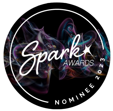 The logo for the spark awards is a circle with smoke coming out of it.