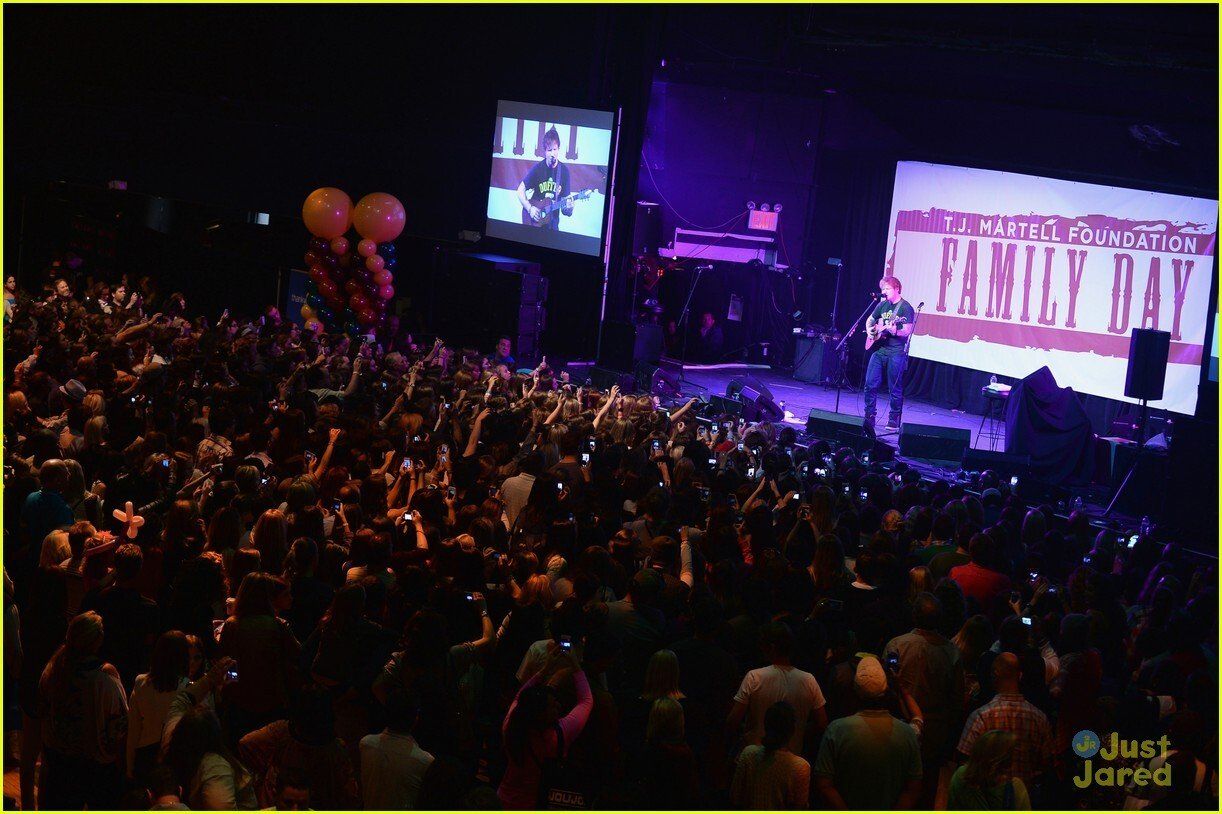 A large crowd of people are watching a concert called family day