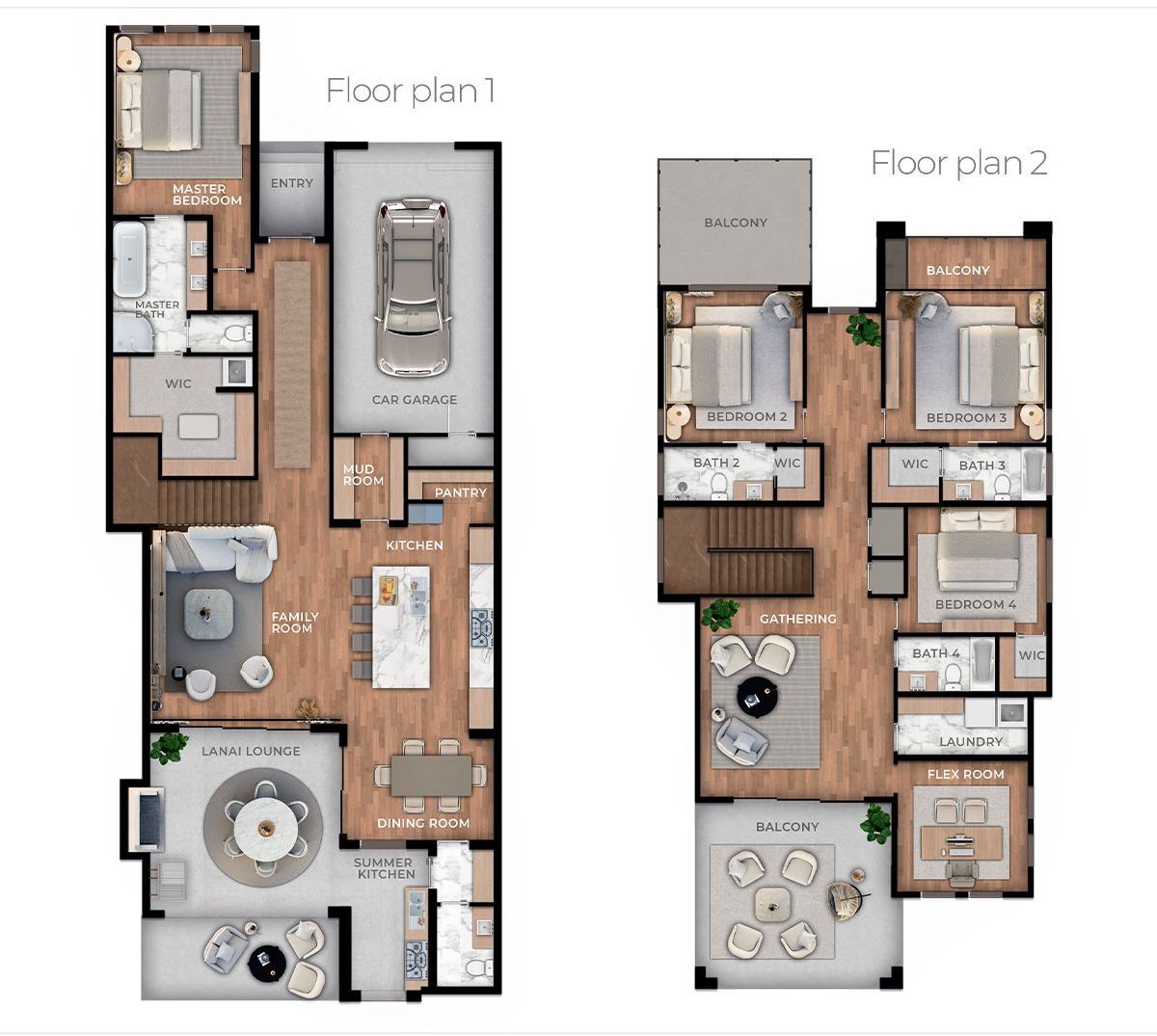 A floor plan of a house with two different floor plans