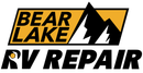 Bear Lake RV Repair logo with text over a yellow rectangle and black mountain graphic.