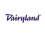 Dairyland logo, purple script lettering on a white background.