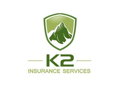 Logo of K2 Insurance Services, a green shield with a mountain graphic, and the company name.