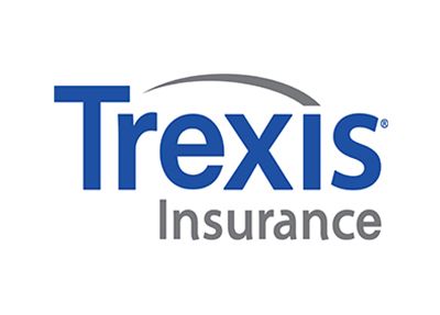Trexis Insurance logo with blue text and a grey arc.