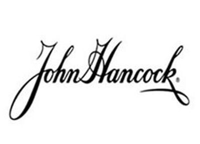 A black and white logo for john hancock on a white background