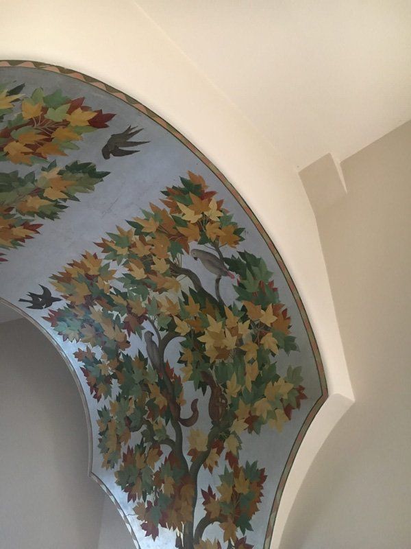 Nature print on a curved alcove
