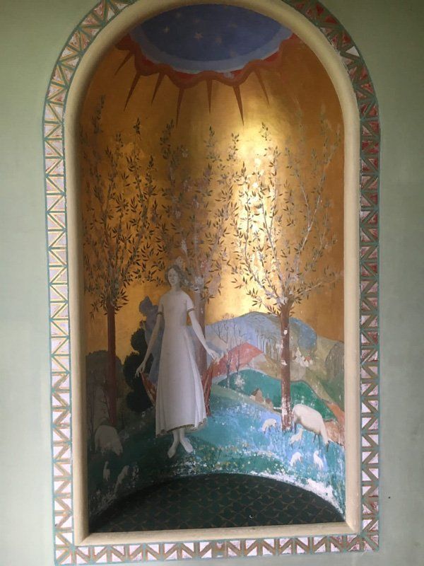 Traditional mural in an alcove