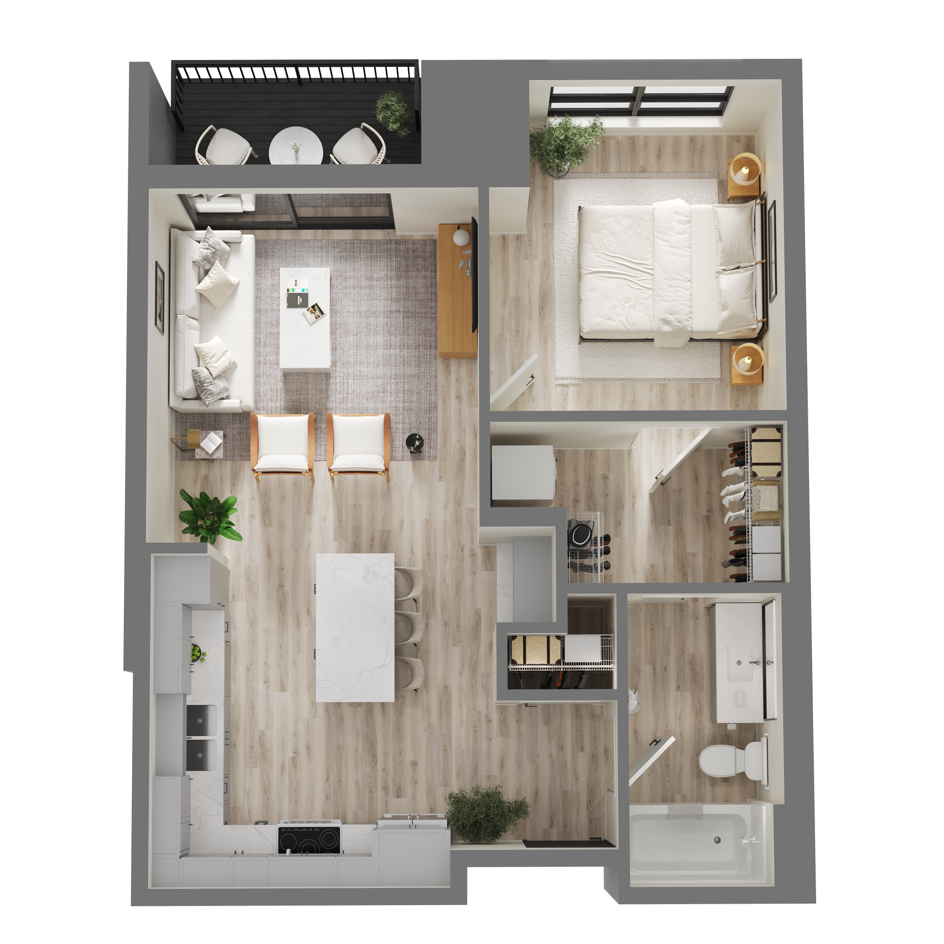 An aerial view of a floor plan of a house.