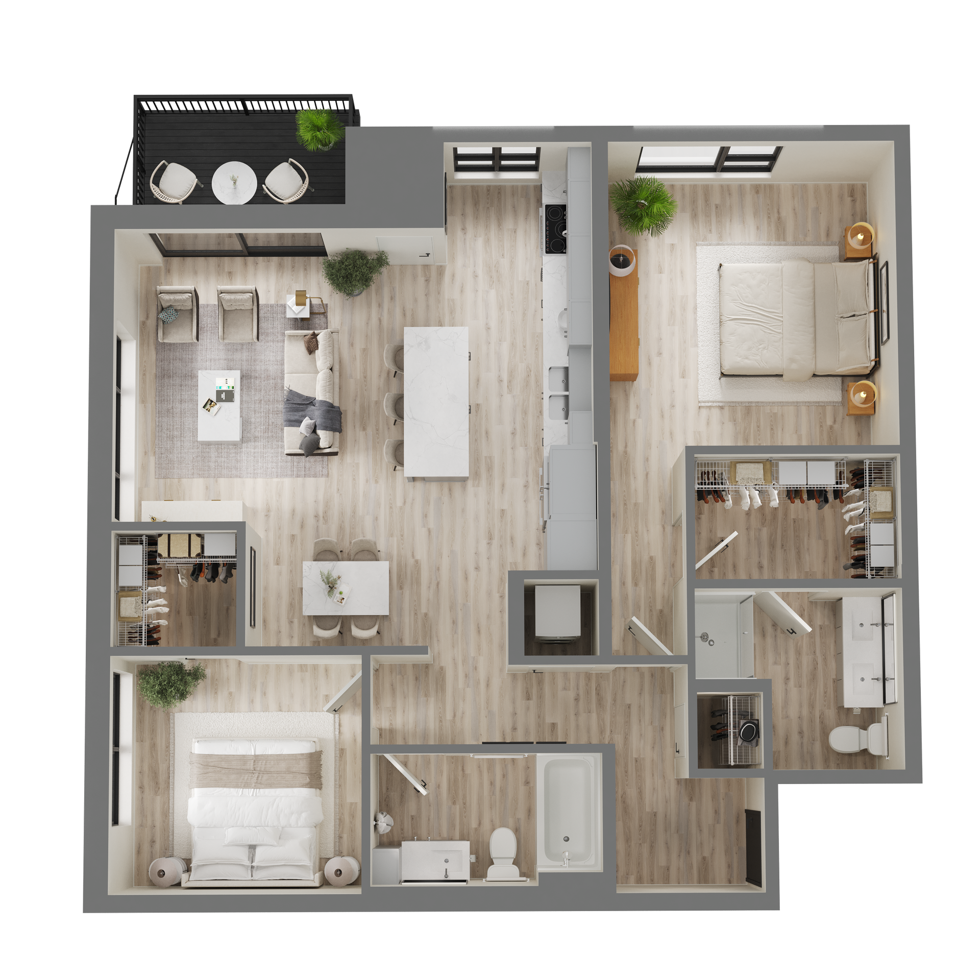 An aerial view of a floor plan of a house