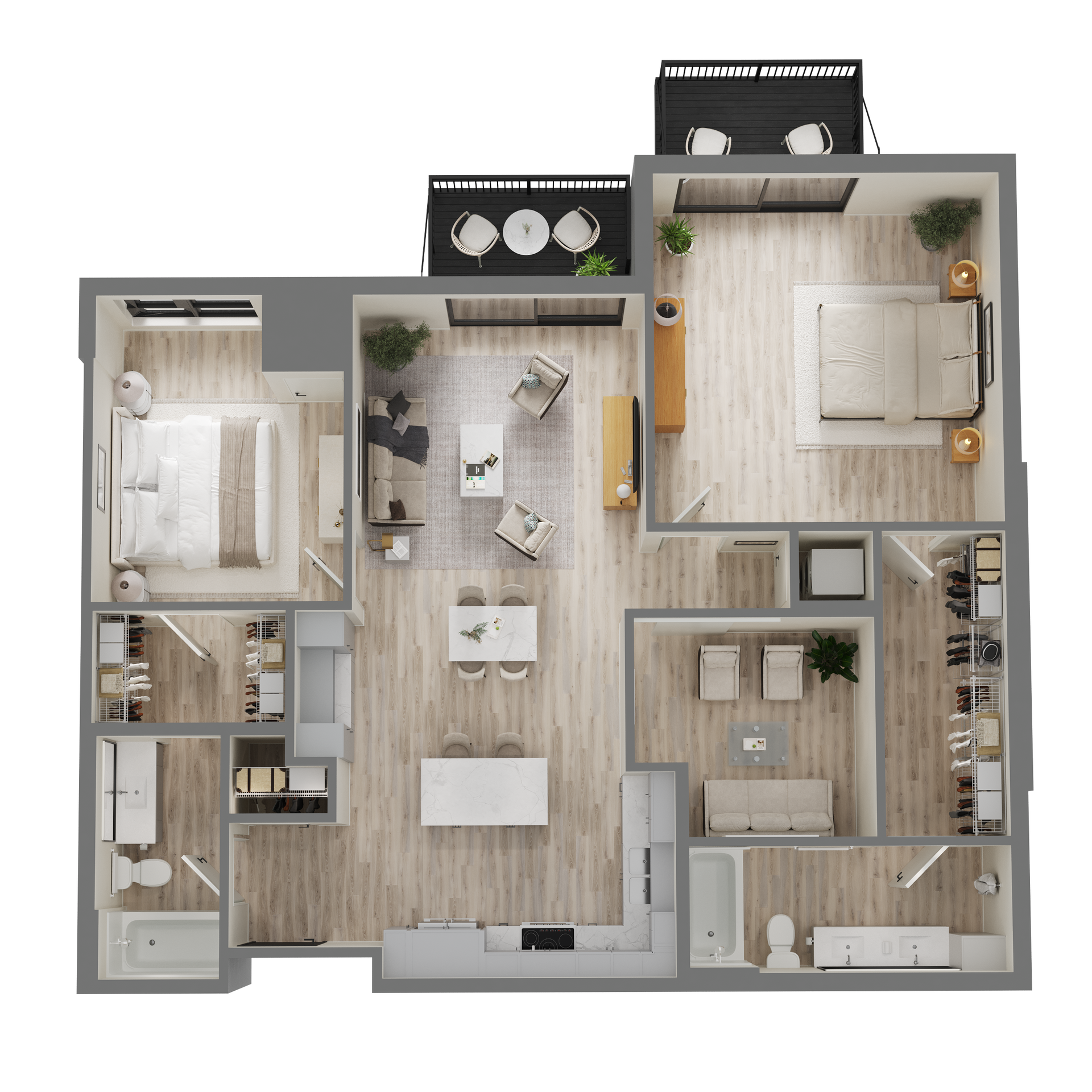 An aerial view of a floor plan of a house.